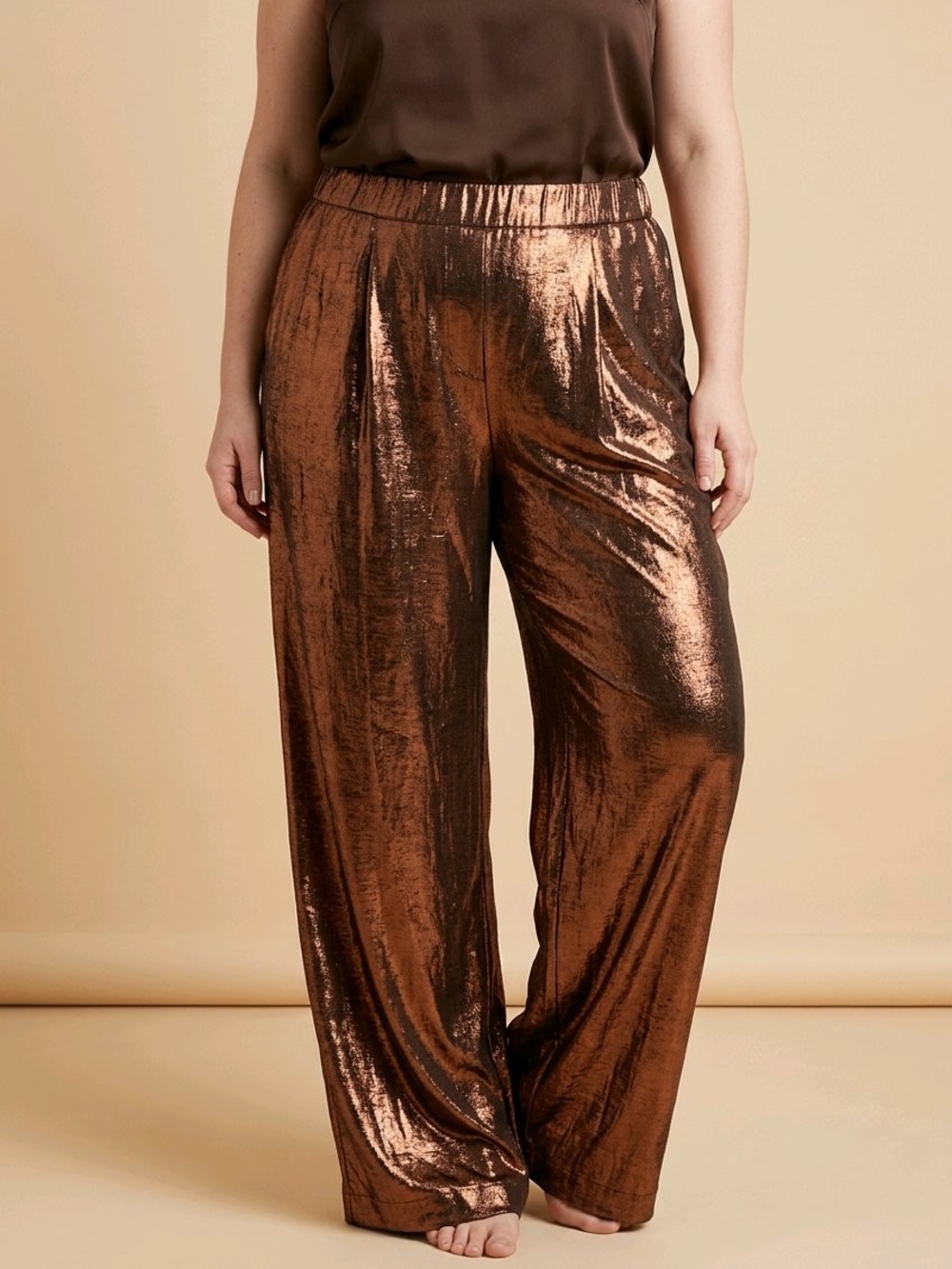 a new day Metallic Copper-Tone Wide-Leg Pants